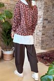 Made in Italy Knox Leopard Fine Knit & Vest Top Indian Red